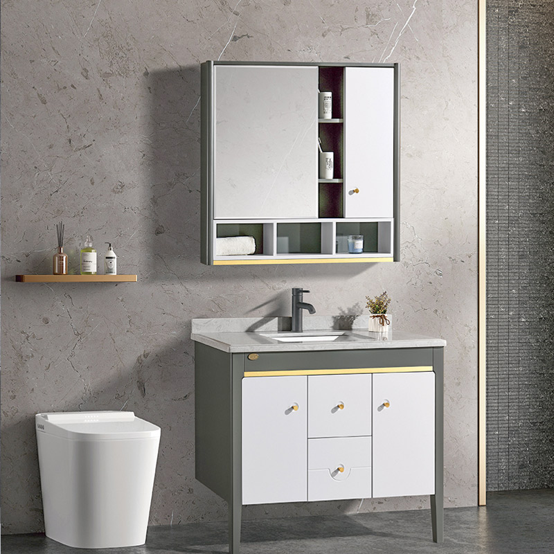 Oak/PVC Bathroom Cabinet Marble Ceramic Under Counter Basin Bathroom Vanity 6248