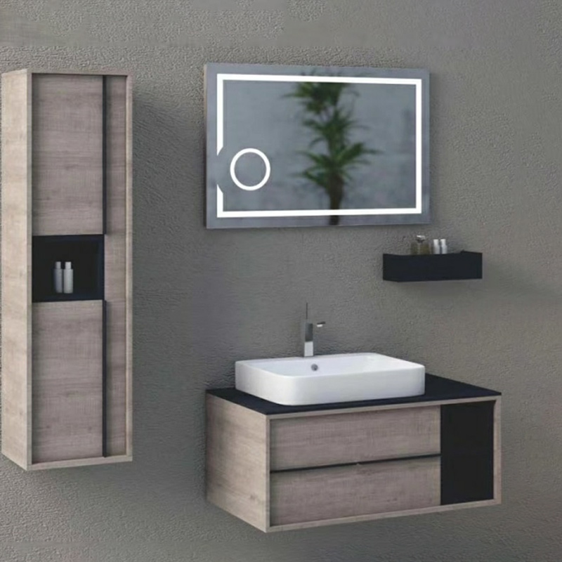 Solid Wood Bathroom Cabinet Ceramic Top Mounted Basin Bathroom Vanity A025