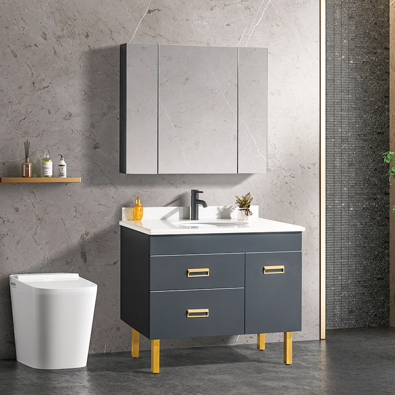 Oak & Solid Wood Bathroom Cabinet Marble Ceramic Under Counter Basin Bathroom Vanity X228